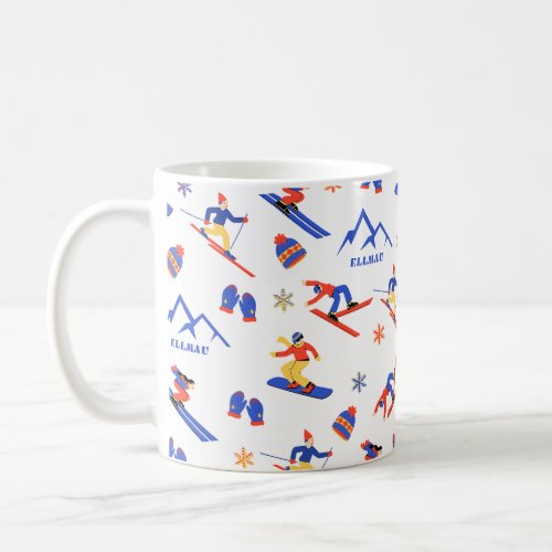 Ellmau Austria Ski Snowboard Pattern Coffee Mug