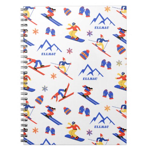 Ellmau Austria Ski Snowboard Pattern Notebook