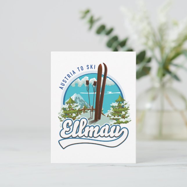 Ellmau Austria to ski logo Postcard (Standing Front)