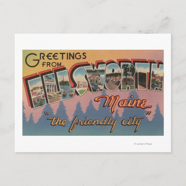 Ellsworth, Maine - Large Letter Scenes Postcard (Front)