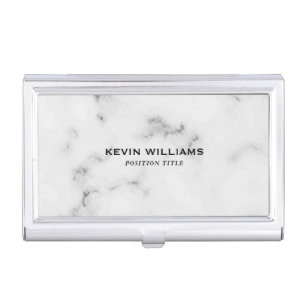 ElLuxury White & Gray Marble Texture Business Card Case