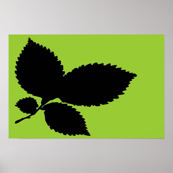 Elm Leaf Silhouette Poster