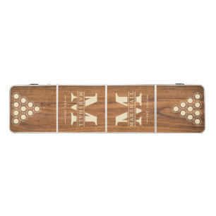 Elm Wood Monogram & Name Overlay Beer Pong Table