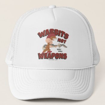 Elmer Fudd™ & Bugs Bunny™ "wabbits Not Weapons" Trucker Hat by looneytunes at Zazzle