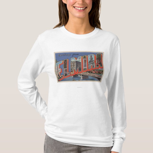 Elmira, New York - Large Letter Scenes T-Shirt (Front)