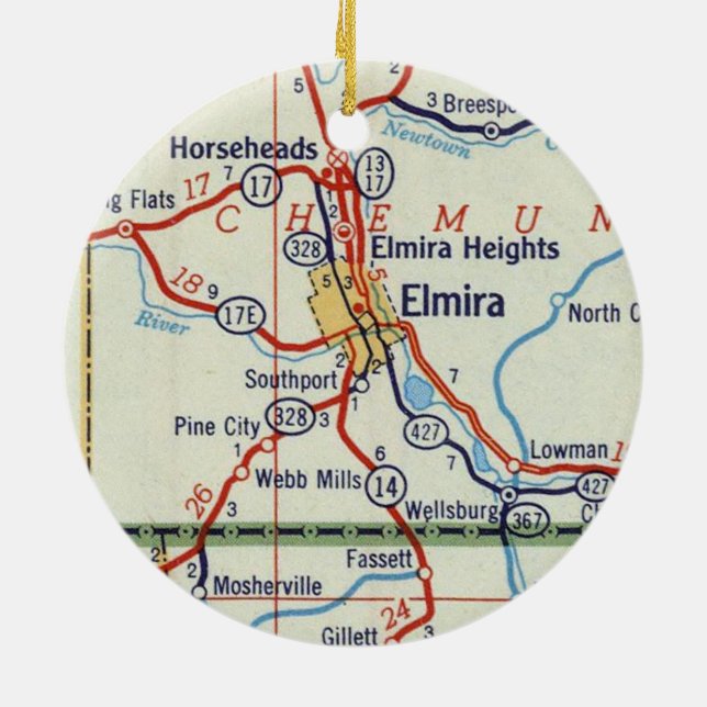 Elmira NY Ceramic Ornament (Back)