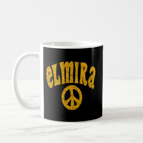 Elmira Ny New York Peace Distressed Amber Print Coffee Mug