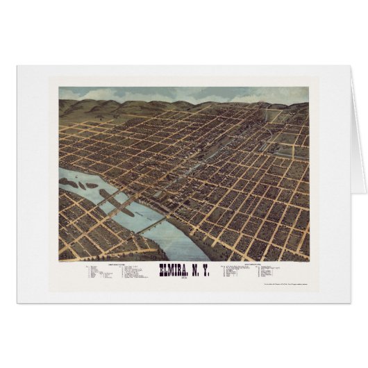 Elmira, NY Panoramic Map - 1873 Cards (Front Horizontal)
