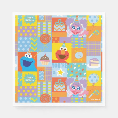 Elmo Abby and Cookie Monster Birthday Pattern Napkins