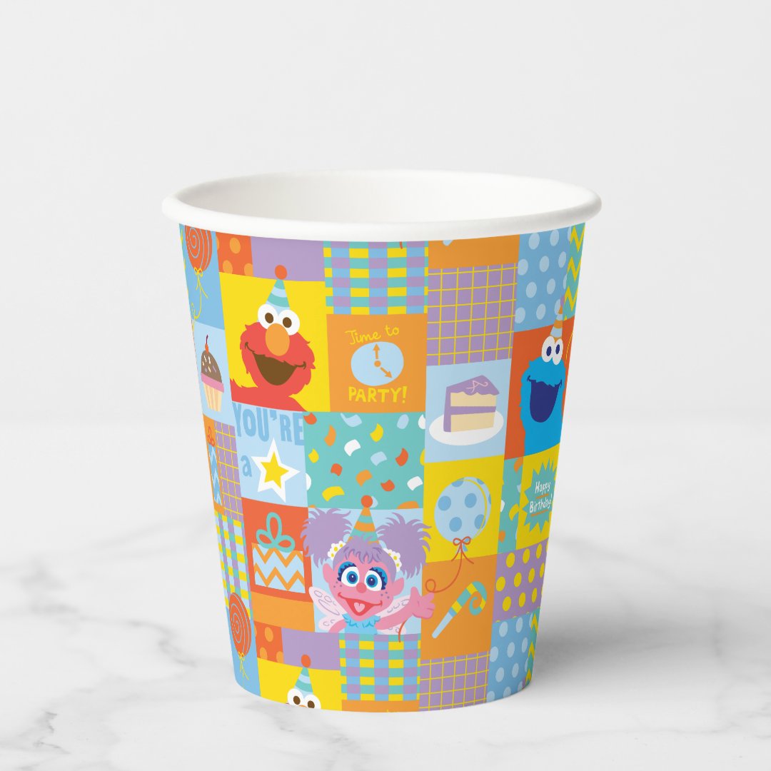 Elmo, Abby, and Cookie Monster Birthday Pattern                    Paper Cups