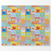 Elmo, Abby, and Cookie Monster Birthday Pattern Wrapping Paper (Flat)