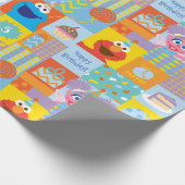 Elmo, Abby, and Cookie Monster Birthday Pattern Wrapping Paper (Corner)