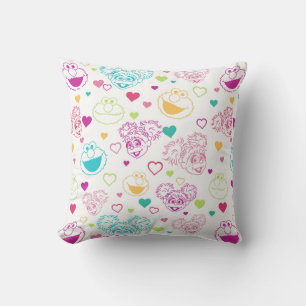 Elmo & Abby Cadabby Valentine Hearts Pattern Throw Pillow
