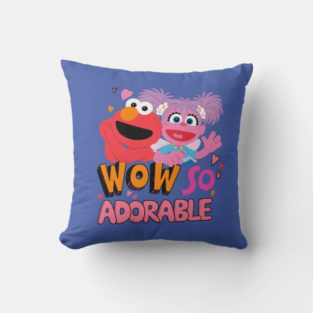 Elmo & Abby | Wow So Adorable Throw Pillow (Front)