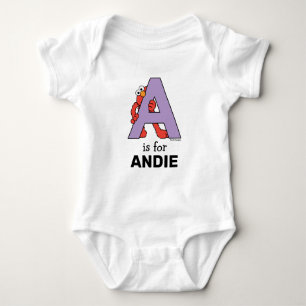 Elmo Alphabet A Purple Baby Bodysuit
