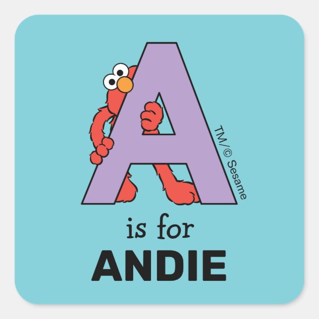 Elmo Alphabet | A Purple Square Sticker (Front)