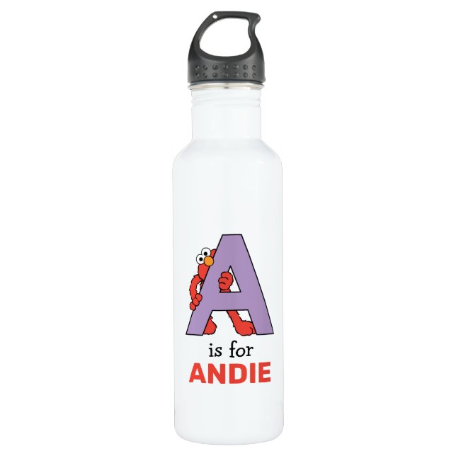 Elmo Alphabet | A Purple Stainless Steel Water Bottle (Front)