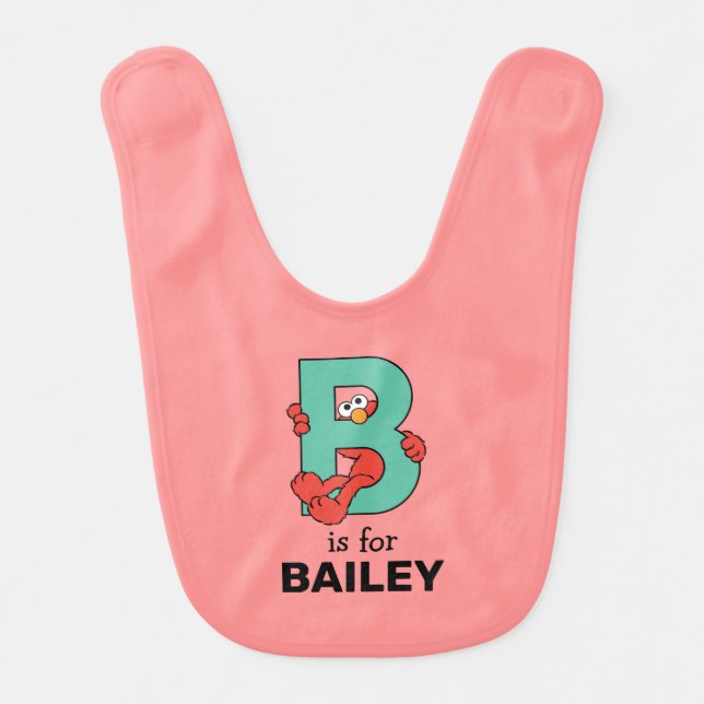 Elmo Alphabet | B Teal Baby Bib (Front)