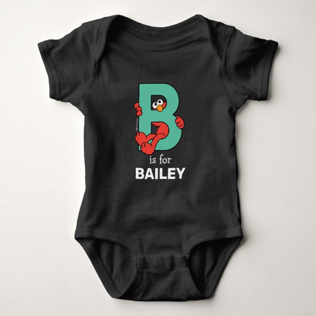 Elmo Alphabet | B Teal Baby Bodysuit (Front)