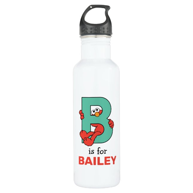 Elmo Alphabet | B Teal Stainless Steel Water Bottle (Front)