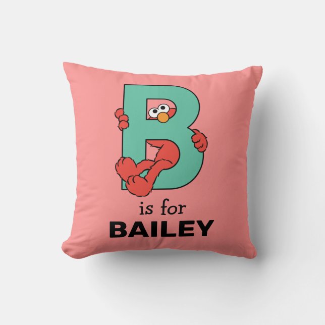 Elmo Alphabet | B Teal Throw Pillow (Front)