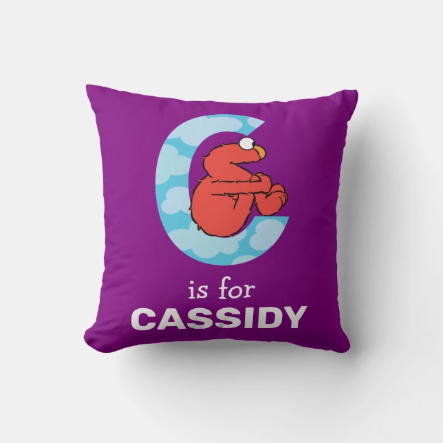 Elmo Alphabet | C Clouds Throw Pillow (Front)