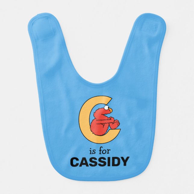 Elmo Alphabet | C Orange Baby Bib (Front)