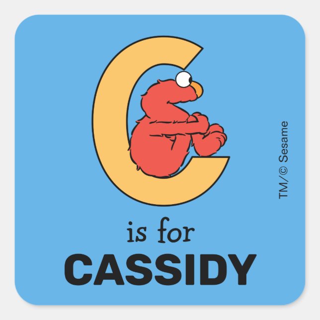 Elmo Alphabet | C Orange Square Sticker (Front)