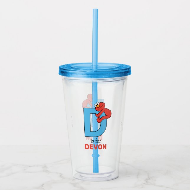 Elmo Alphabet | D Blue Acrylic Tumbler (Front)