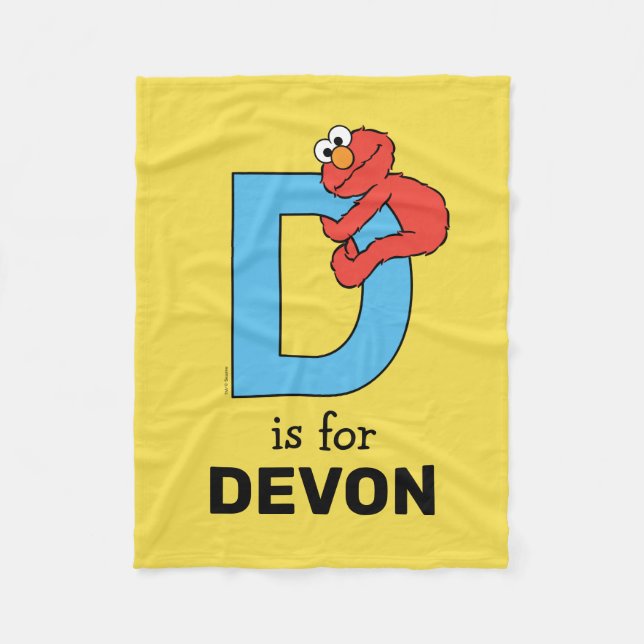 Elmo Alphabet | D Blue Fleece Blanket (Front)