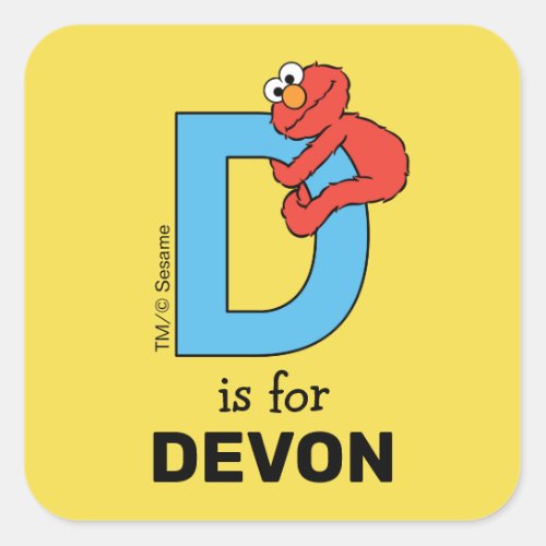 Elmo Alphabet  D Blue Square Sticker