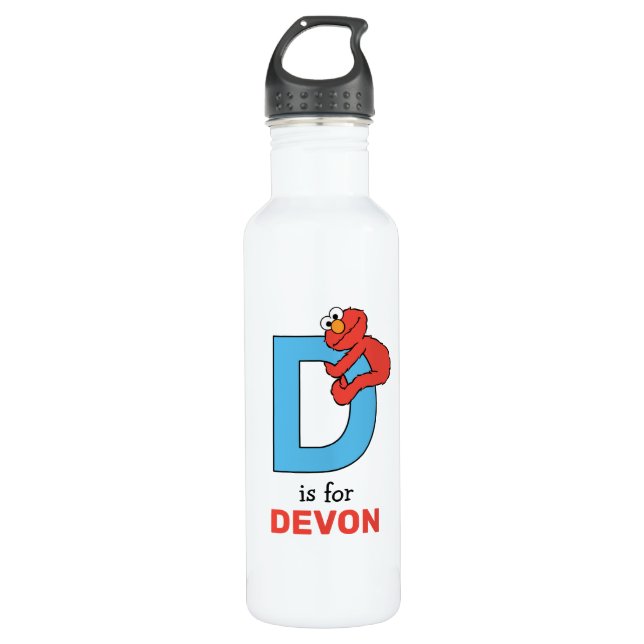 Elmo Alphabet | D Blue Stainless Steel Water Bottle (Front)