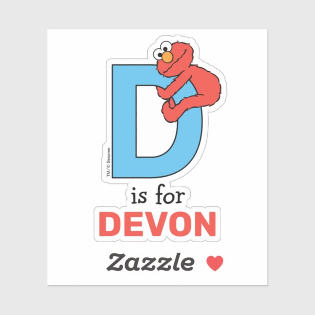 Elmo Alphabet | D Blue Sticker (Sheet)