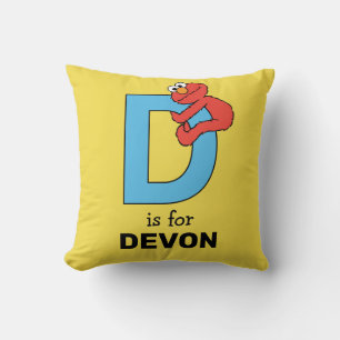 Elmo Alphabet D Blue Throw Pillow