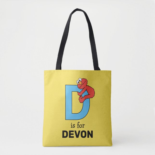 Elmo Alphabet | D Blue Tote Bag (Front)