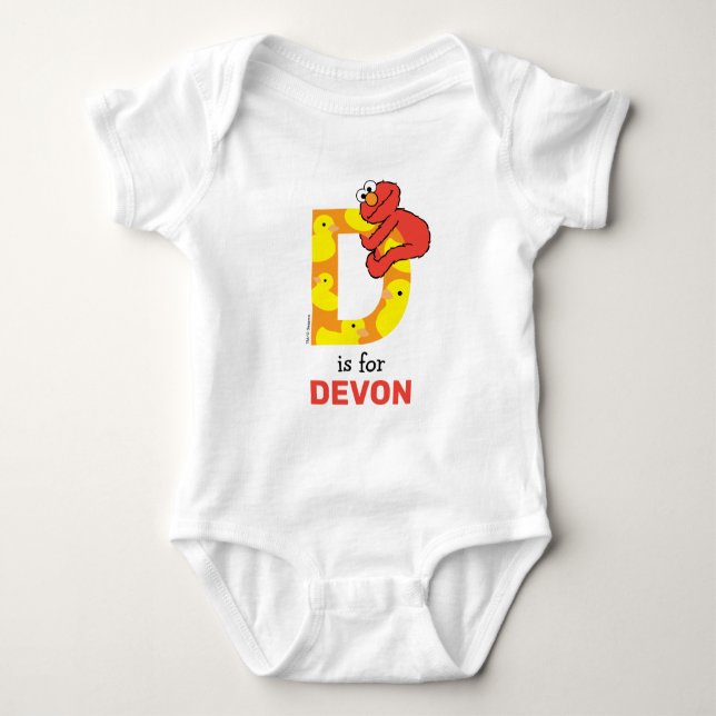 Elmo Alphabet | D Duck Baby Bodysuit (Front)