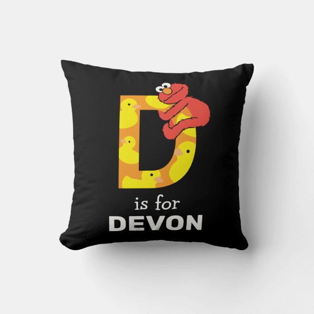 Elmo Alphabet | D Duck Throw Pillow (Front)