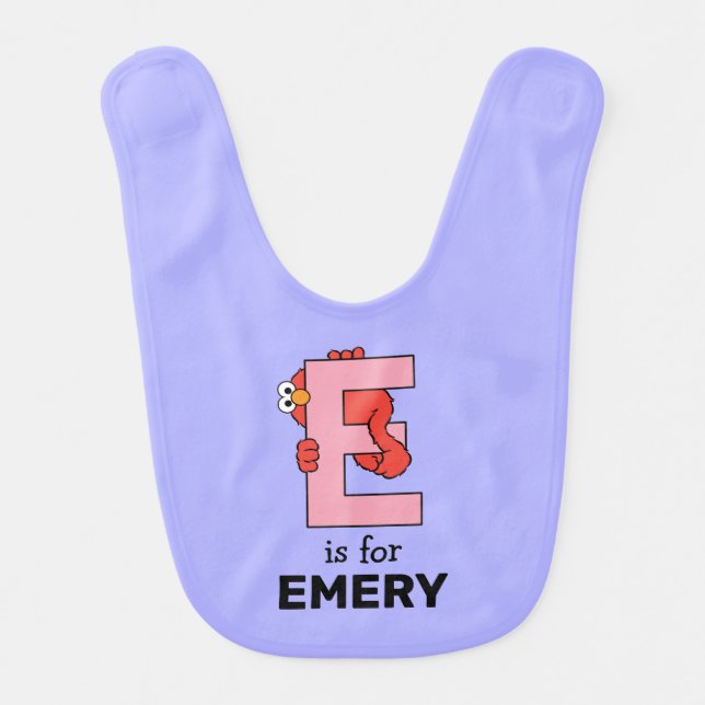 Elmo Alphabet | E Pink Baby Bib (Front)