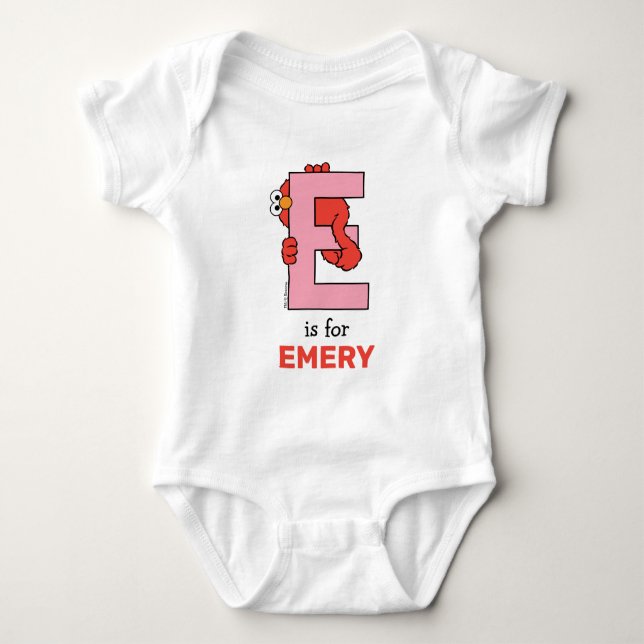 Elmo Alphabet | E Pink Baby Bodysuit (Front)