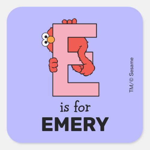 Elmo Alphabet  E Pink Square Sticker