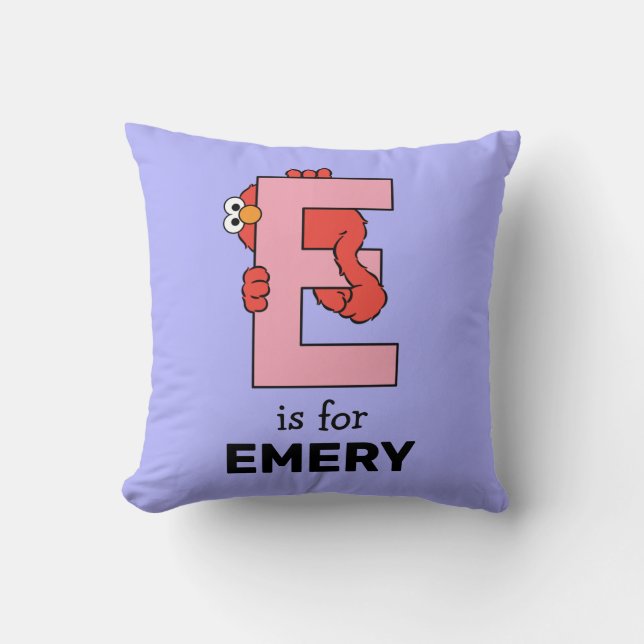 Elmo Alphabet | E Pink Throw Pillow (Front)