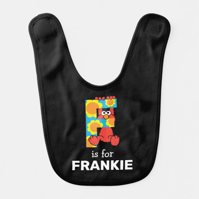 Elmo Alphabet | F Flowers Baby Bib (Front)
