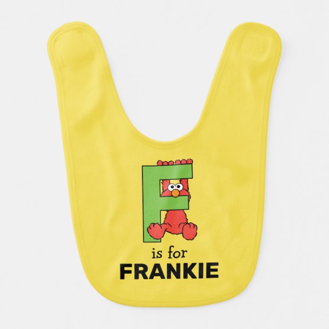 Elmo Alphabet | F Green Baby Bib (Front)