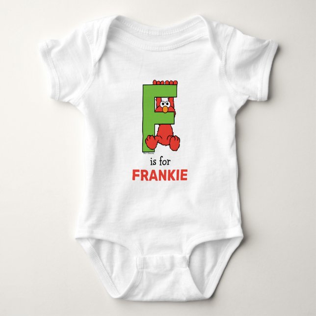 Elmo Alphabet | F Green Baby Bodysuit (Front)