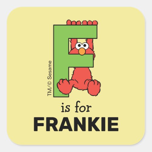 Elmo Alphabet  F Green Square Sticker