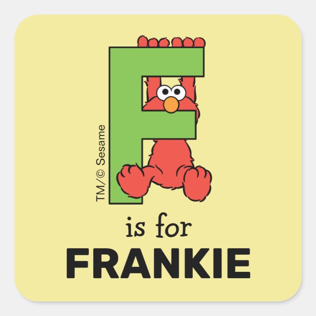 Elmo Alphabet | F Green Square Sticker (Front)