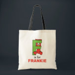 Elmo Alphabet | F Green Tote Bag<br><div class="desc">This cute art features Elmo posing in all the letters of the alphabet. Personalize this cute Sesame Street design by adding your child's name.  © 2021 Sesame Workshop. www.sesamestreet.org</div>
