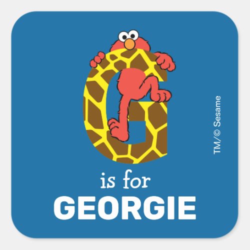 Elmo Alphabet  G Giraffe Square Sticker