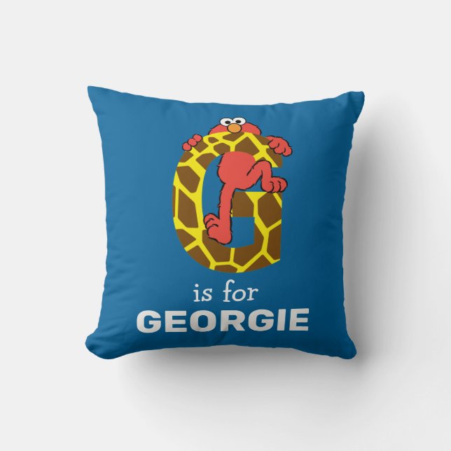 Elmo Alphabet | G Giraffe Throw Pillow (Front)