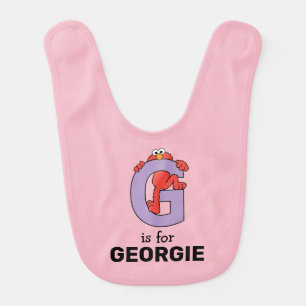 Elmo Alphabet   G Purple Baby Bib